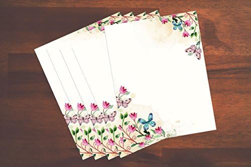 Miniatura 8 de 100 papeles de escritura de papelería, con bonitos diseños florales, perfectos para notas o escritura de cartas, tulipanes