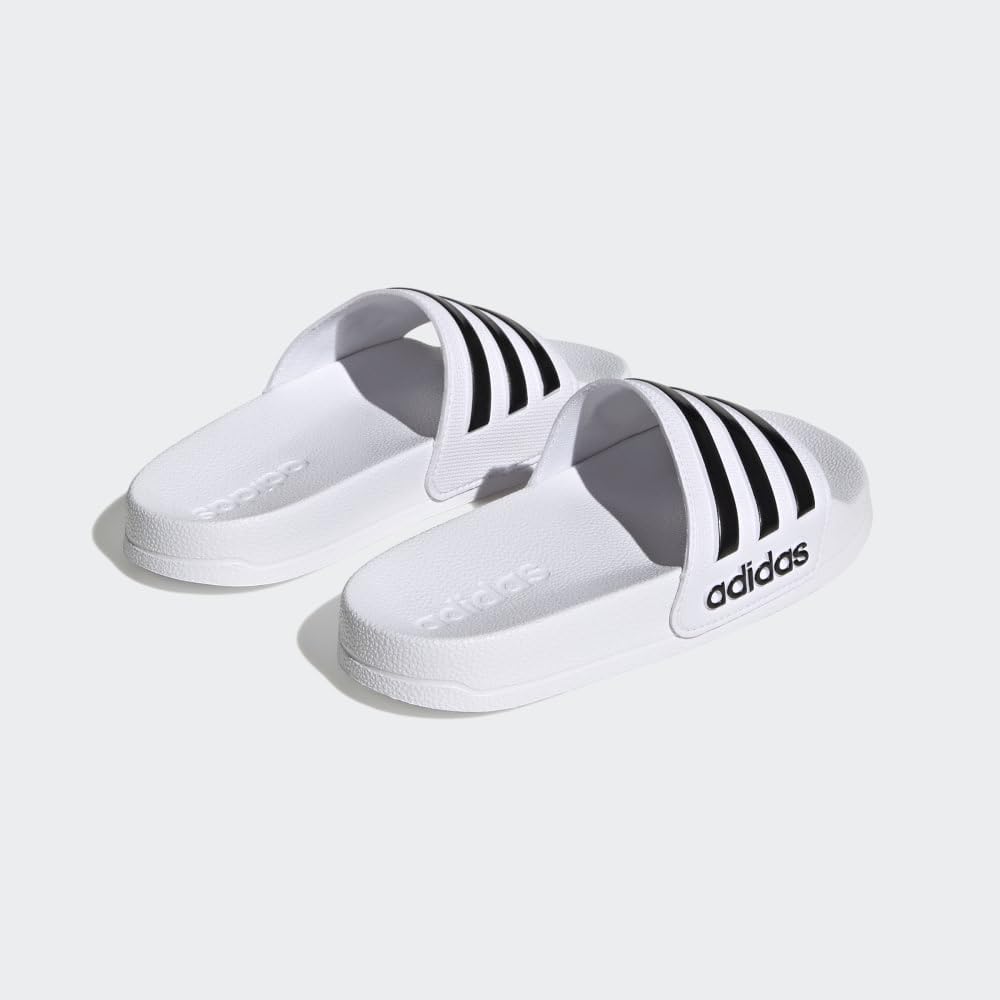adidas Adilette Shower Slides Sandal, White/Black/Black, 2 US Unisex Little Kid