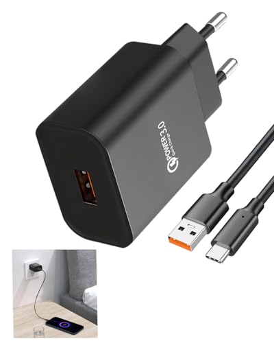 18W Cargador Tipo C para Xiaomi Redmi 14C 13C Note, Cargador USB C Carga Quick Charge 3.0 para Xiaomi Samsung 12 11 10 9 8 Mi12 Mi11 Redmi Pro5G X7 Pro X6 Poco C75 S23 S22 S21 A15, con Cable de 2m
