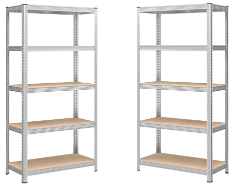sinlikon Lot 2 Étagères Verticales de Rangement 5 Niveaux,Structure Robuste,Planches Réglables,pour Cuisine,Salon,Bureau,Garage (2)