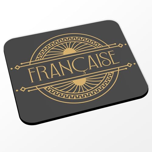 Tapis de Souris Noir - Française Art Déco Chic Luxe Vintage France - (Dimensions 24 x 20 cm)