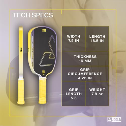 Image of JOOLA Agassi Heat Vision 16mm Pickleball Paddle - New Shape w /Extended Sweet Spot - Textured Carbon Fiber Surface for Spin - SK Film for Less Vibration - USAP Approved - NFC Chip Enabled