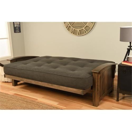 Kodiak Furniture Washington Queen Size Futon Frame Only in Rustic Walnut Brown Finish