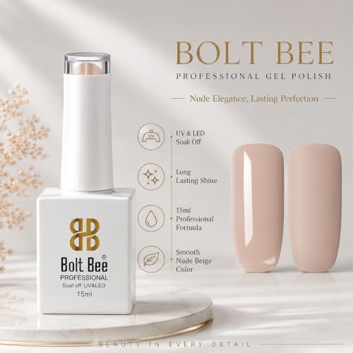 Image of BOLT BEE 15ML Gel Nail Polish 1Pc Clear Pink Glitter Nail Polish Soak Off UV LED Nail Gel Polish Nail Art Starter Manicure Salon DIY at Home, 0.5 OZ (1) (123)
