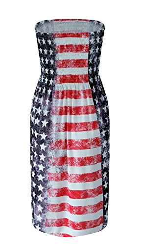Image of Zyyfly Tube Top Dress Women Summer Beach Coverup Stretch Smocked Strapless Dress