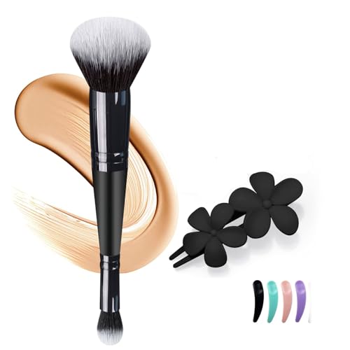 Tecerrity Foundation Brushes, 6Pcs Face Makeup Brushes Gifts Hair Clips Set