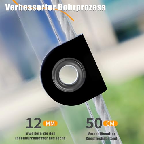 Lona de PVC transparente resistente con ojales para protección contra viento 6x6.4m 4