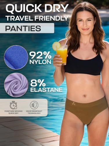Image of Balanced Tech Moisture Wicking Underwear for Women, Seamless Workout Hipster Brief Bikini Panties