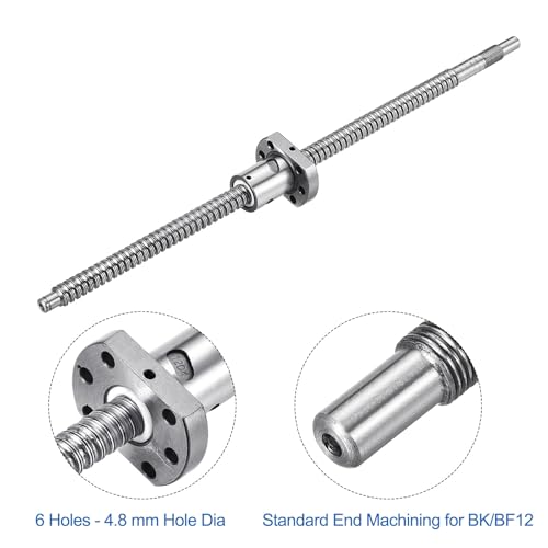 QUARKZMAN BallScrew SFU1204 (Durchmesser 12mm, Steigung 4mm, Länge 350mm) mit Kugelgewindemutter Anti-Backlash Kugelgewindespindel-Kit Standard-Endbearbeitung für BK/BF12 CNC-Maschinenteile