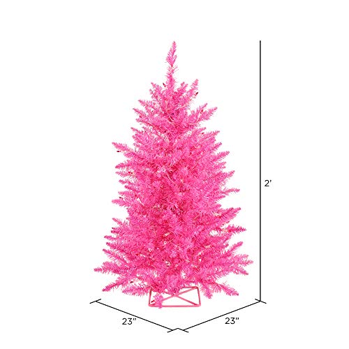 Vickerman 2' Hot Pink Artificial Christmas Tree, Pink Dura-Lit Incandescent Lights - Faux Christmas Tree - Seasonal Indoor Home Decor #TOP2