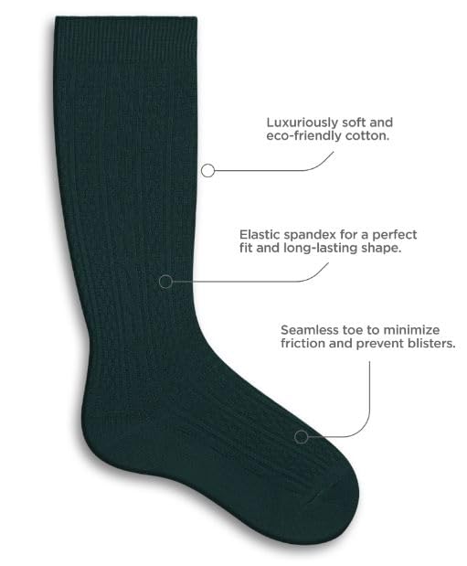 PICCOLO HOSIERY Girls Knee High Socks – Cotton School Uniform, Cable Knit, 6 Pack (White, Black, Navy)3