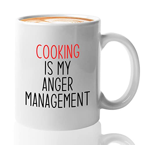 Taza de café de chef de 325 ml, color blanco, Cooking is my anger, platos de receta, ingredientes de cocina, menú de artistas culinarios, cocina, cocina, broma