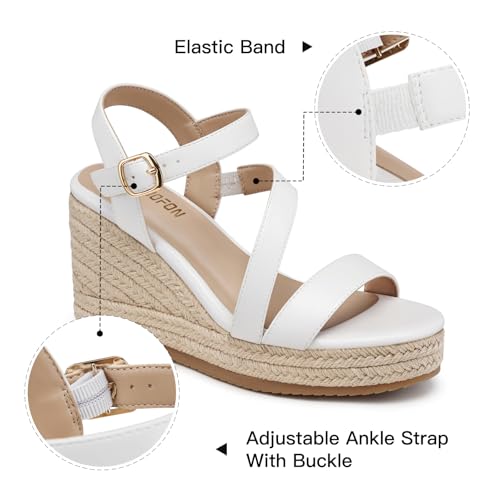 Image of TEMOFON Wedge Sandals for Women Platform: Espadrille Ankle Strap Buckle Wedge - Comfortable Dressy Summer Womens Sandals