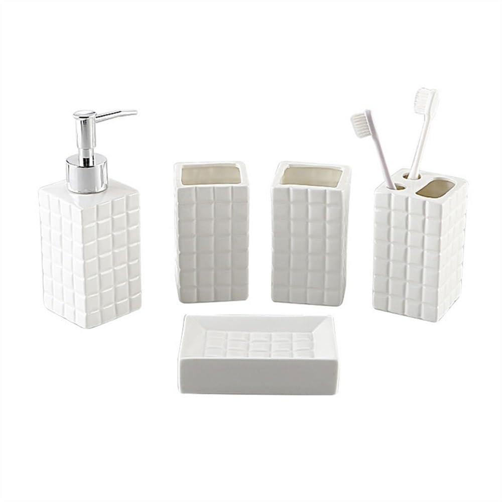 Dozownik mydła Lekki luksusowy ceramiczny uchwyt na szczoteczkę do zębów dozownik mydła, ozdoby łazienkowe, pięcioczęściowy zestaw do mycia łazienki dozownik mydła liqu