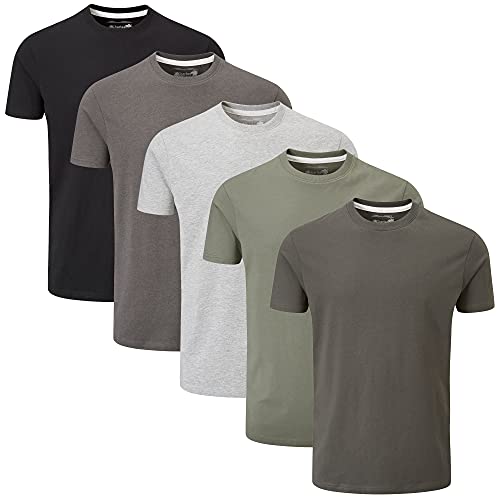Charles Wilson 5er Packung Einfarbige T-Shirts mit Rundhalsausschnitt (Medium, Grey Essentials)