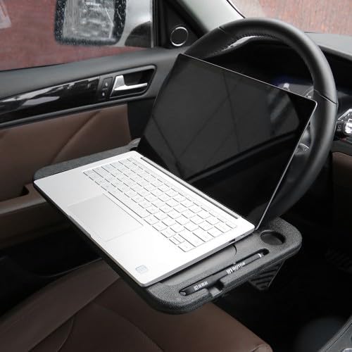 Auto Lenkrad Schreibtisch, Multifunktionaler Tragbare Lenkrad Tisch, Essen Lenkrad Schreibtisch, Lenkrad Computer Tisch, Laptop Tablett Auto Esstisch Organizer, für die Meisten Fahrzeuge Lenkräder