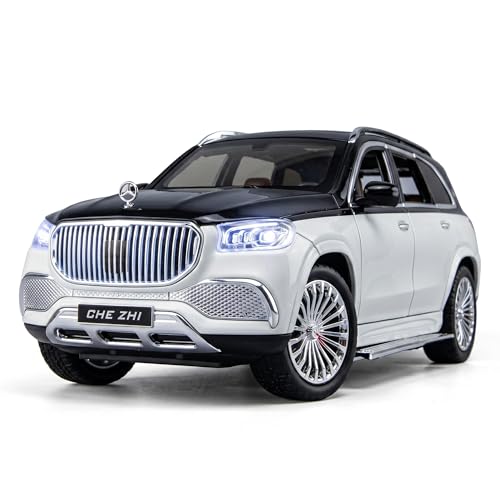 Image of Mercedes-Maybach GLS 600 1:24 Scale Die-Cast Car Model - Illuminated Grille Starry Sky Sound Light Pull-Back Alloy Two-Tone Luxury SUV Collectible