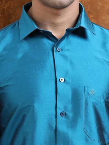 Image of Tattva Men Silk Blend Ethnic Shirt | Traditional South Indian Wear for Wedding, Festivals & Casual Wear