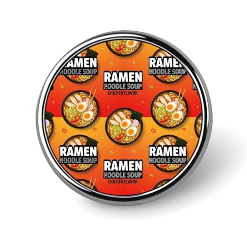 Decorative Brooch Pin, Round Lapel Tie Pin for Hat Bags Clothing Men Women Accessory, Ramen Noodle Soup Round Badge