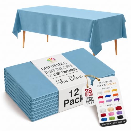 Exquisite *Premium* Sky Blue Table Cover 12 Pack