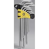 DeeAWai 星型レンチセット L型 9本組 | T10 T15 T20 T25 T27 T30 T40 T45 T50 Cr-V クロムバナジウム鋼 トルクスレンチ 精密トルクスレンチ| L型レンチ レンチは両端にダブルパンチ穴が設計されており、通常のプラムナットと改ざん防止ナットの両方に使用できます(24時間以内に配達)