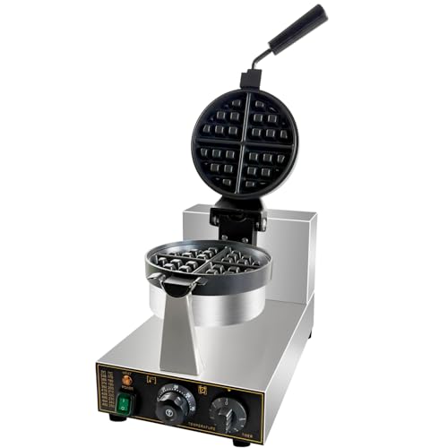 Commercial Waffle Maker, Professional Belgian Waffle Maker Round Waffle Iron Non-Stick 180° rotary Waffle Iron Machine With Temp and Time Control, for Restaurant Bakeries Kitchen Home 110V 1300W - Thumbnail 3