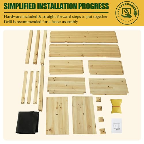 Jardinera elevada para exteriores de madera natural de 120 x 57 x 75 cm 7