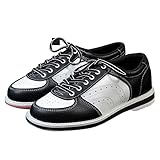 FJJLOVE Herren Damen Bowlingschuhe, Leichte Bowling-Sneaker Comfort-Bowling-Sporttrainer,Weiß,46 EU