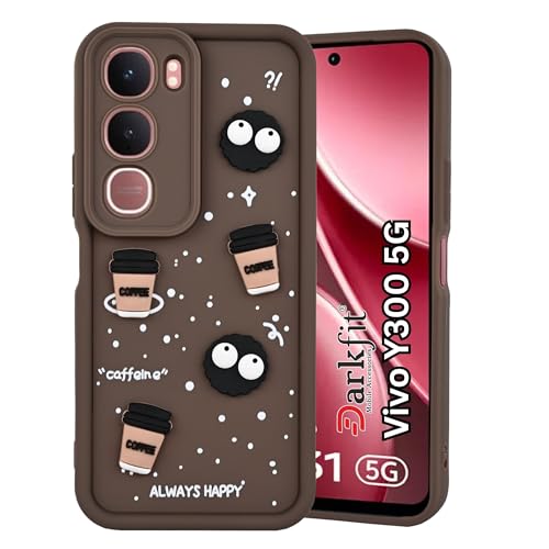 Image of DARKFIT Back Case Cover Compatible for Vivo Y300 5G | Cute Fun Cartoon 3D Ball | Coffee Silicone Case | Camera & Body Protection | Shock Proof | for Y300 5G | Color Brown