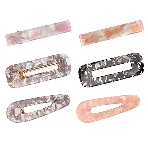 AHONEY Acetate Hair Clips Barrettes, Acrylic Resin Clips Stylish Hair Pins for Women and Girls, 6 PCS