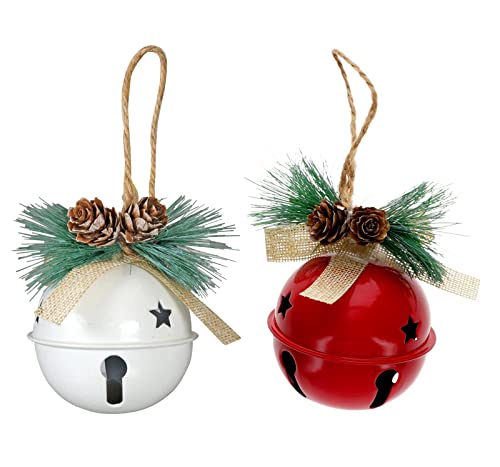 Farmhouse Christmas Tiered Tray Large Sleigh Bell Ornaments - Seasonal Decor Holiday Decorations Shelf Sitters (Sleigh Bells)