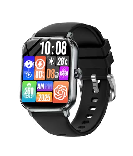 スマートウォッチSmart Watch【chatgpt対応2026最新】Bluetooth5.3 通話機能 AI 日本語対応通話機能付き1.85インチHD大画面 活動量計 腕時計音楽再生 運動/ゲーム/テレワーク 多機能スマートウォッチ100種類運動モードip68防水防汗 メッセージ通知 天気予報 多種類文字盤iphoneとAndroid対応 (01black) (01black)