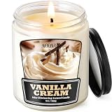 AOOVOO Vanilla Cream Odor Eliminating Candle - 9 oz Non Toxic Highly Fragranced Air Freshing Soy Candle, Eliminates 95% of Smoke, Pet, Food, and Other Smells Quickly, Up to 50 Hours Burn time
