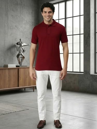 Image of Lux Cozi Men's Cotton Solid Polo Tshirt | Collar Tshirts | Half Sleeves | Stylish & Premium All Day Wear | Pack of 1