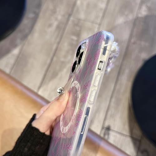 Coque fleurie iPhone 15 avec bracelet perles, le cadeau idéal - 6