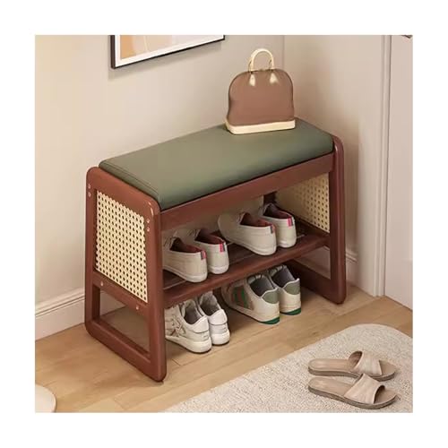Banc à chaussures gain de place avec rangement à 2 niveaux et siège rembourré pour chambre