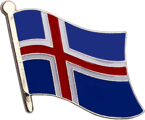 Iceland National Flag Metal Lapel Pin with Butterfly Clasp-Approximate Size .75 inch x 1 inch