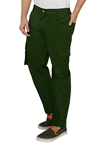 Image of ASHDAN Outdoor Solid Cargos. Regular Fit. Multi-Utility Pockets. Sturdy Polyester-Cotton Blended Cargo Trousers