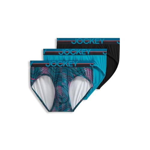 Jockey Men's Underwear Infinite Cool Microfiber Stretch Brief - 3 Pack, Northern Light/Underwater Wave/Black, L - image 1