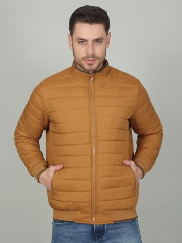 Image of Cantabil Solid Beige Full Sleeves Mock Neck Regular Fit Men's Casual Reversible Jacket | Casual Winter Jackets for Men | Mens Jackets for Winter Wear (P MJKT00239)