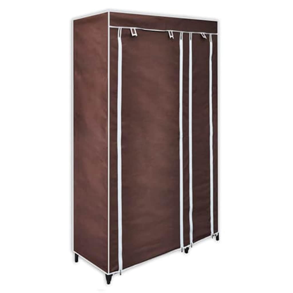 2 STK. Stoffschrank Braun - Mobiler Kleiderschrank aus Vliesstoff mit Reißverschluss, 110 x 45 x 175 cm, Faltbarer Garderobenschrank für Schlafzimmer & Camping