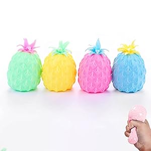 AHURGND (4 stks) Pineapple Stress Balls Toy, Stress Relief Squeeze Stretchy Ball, Fidget Toy, Squeeze, Trek en Stretch…