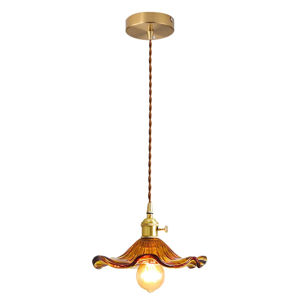 KXKLGWHN Nordic Minimalist Style Glass Hanging Lamp, Height Adjustable Chandelier, E26 Light Source Single Head Pendant Light, Kitchen Island Bar Living Room Decorative Lighting Fixtures