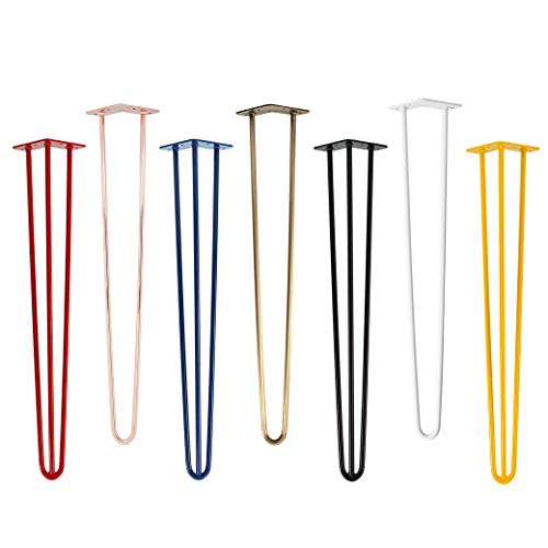 Natural Goods Berlin 4X Hairpin Legs, Pieds de Table, Pieds en épingle à Cheveux, Acier de 12 mm, Cadre de Table (Blanc, 35cm - 2 entretoises - Table Basse/de Nuit) Cover