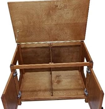 Odor Free, Custom, Hand Made in USA, Wood Cat Litter Box Cabinet with Hinged Lid for Easy Access. Beaded Panels. No Assembly Needed. Not MDF (Vanilla)