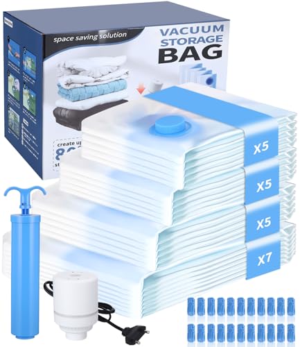 Bolsas Vacio Ropa, 22 Bolsas Para Guardar Ropa (7 Jumbo, 5 Grandes, 5 Medianas,5 Pequeñas), Bolsas De Almacenaje Al Vacío, Viaje y Hogar, Reutilizable Transparente