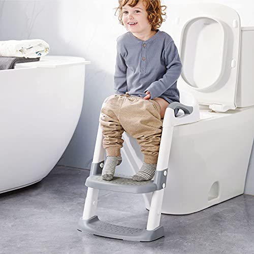 Bbpark Toddler Potty Training Seat with Ladder, Potty Seat Toilet Seat with Step Stool for Kids, Splash Guard and Anti-Slip Pad for Boys Girls