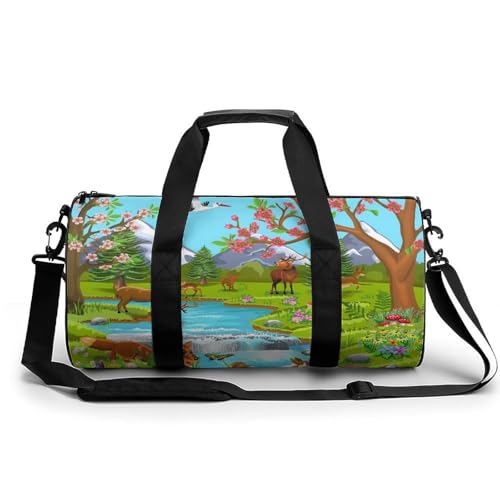 Sac de sport animaux de la forêt 45x23x23cm compact pour gym et voyage