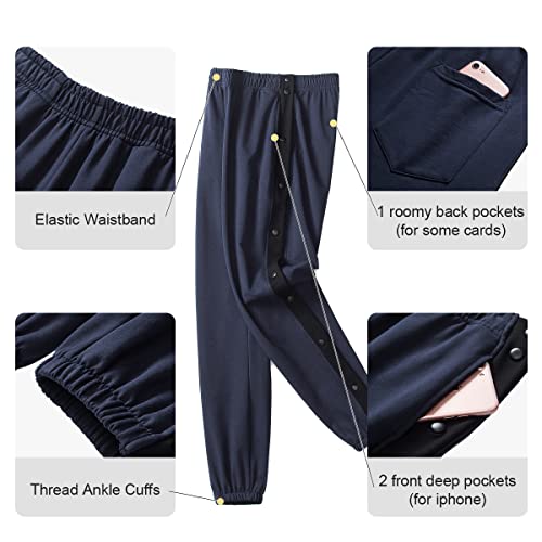 Chrisuno Women's Tear Away Pants For Post Surgery Joggers Pants With Zipper Pockets Running Sweatpants For Women Lounge Jogging Navy Blue Xl #TOP3
