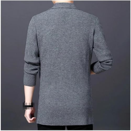 Vsadsau Men's Knitted Cardigan Sweater Spring and Autumn Solid Color Button Lapel Casual Jacket3